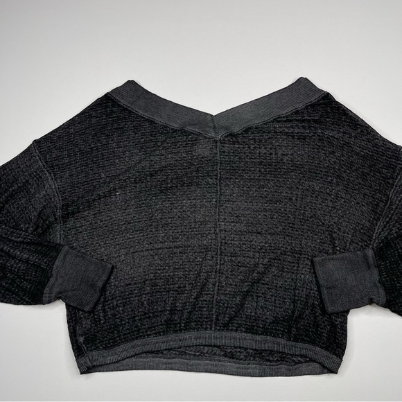 We the Free South Side Thermal Sweatshirt Waffle Black Festival Boho Burnout - Picture 8 of 13